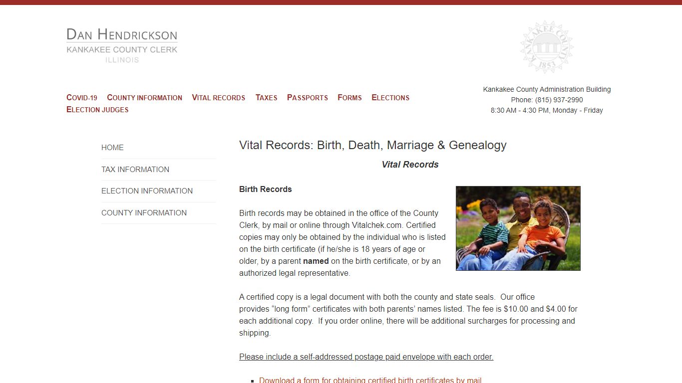 Vital Records: Birth, Death ... - Kankakee County Clerk