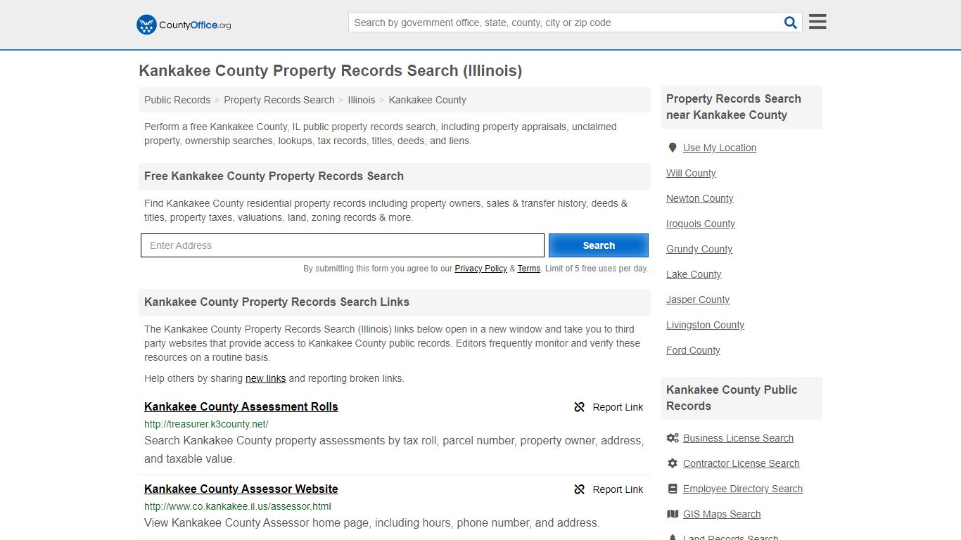 Property Records Search - Kankakee County, IL (Assessments ...